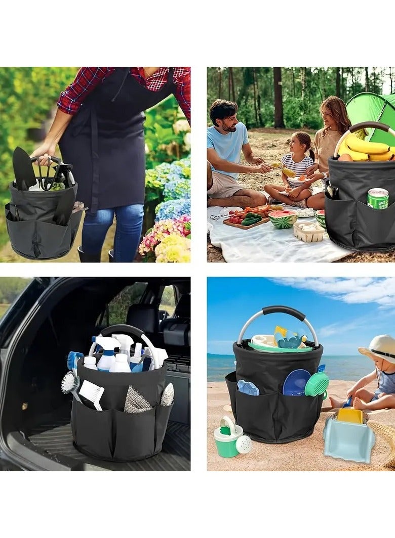 general Foldable Multi-Functional Handheld Basket Large Capacity Picnic Basket Outdoor Camping Storage Basket Garden Tool Basket Travel Toiletries Storage Basket - Image 4