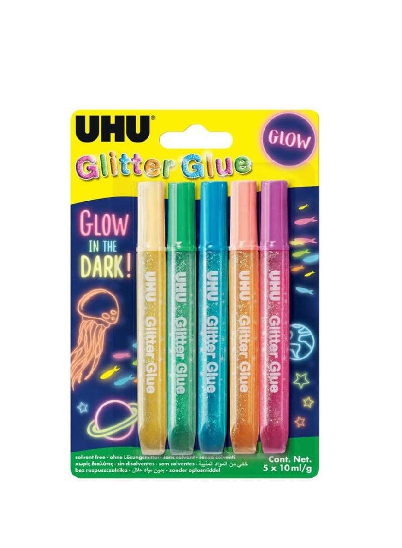 يو إتش يو غراء لامع متوهج، ٥ ألوان، ألوان متنوعة