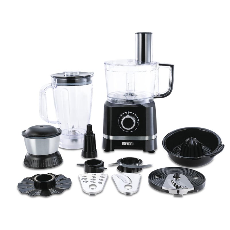Usha Usha ICHEF Food Processor 800 Watts Copper Motor with 9 Accessories 8 Functions BLACK  - Image 1