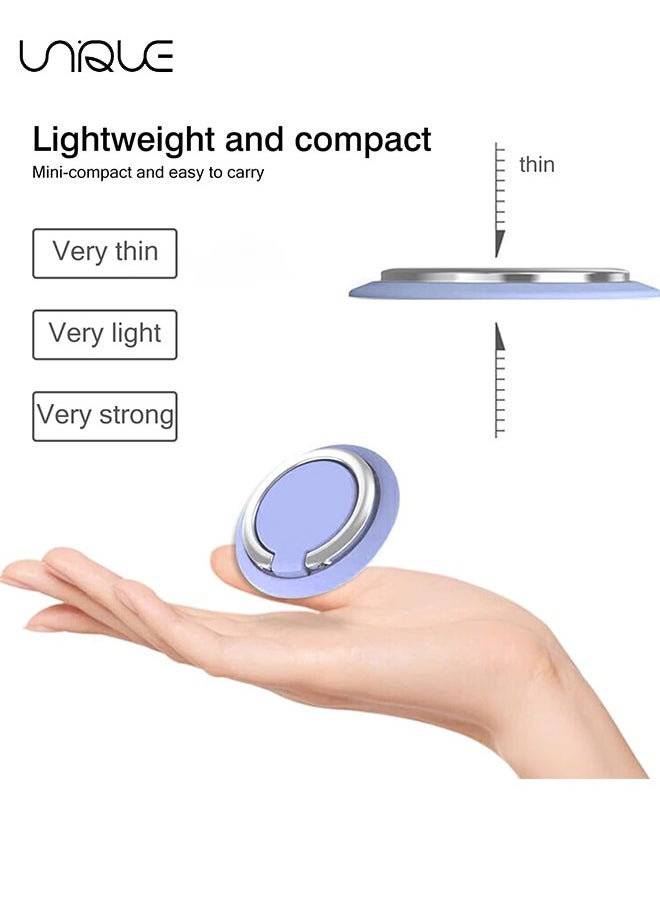 Unique 2 Pcs Magnetic Cell Phone Ring Holder, 360 Degree Rotation and 180 Degree Adjustable Finger Ring Kickstand with Polished Metal Phone Grip (Purple+Black)  - Image 3