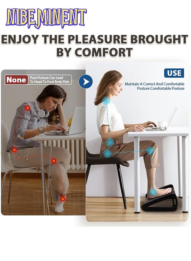 NIBEMINENT Foot Rest for Under Desk at Work - Ergonomic Foot Stools for Under Office Desk - Rocking Footrest with Roller Massager - Leg Rest for Chair, Computer Gaming - Promote Leg Circulation - Image 4
