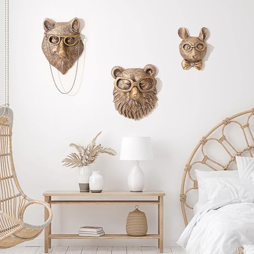 Joogour Head Wall Mount Decor,Resin Animal Sculptures，Art Deco Wall Hanging Decoration for Living Room Bedroom Officeroom Gift (Fox) - Image 5
