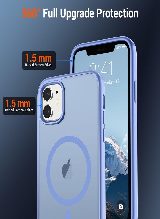 استلق جراب هاتف مغناطيسي من SUPFINE لهاتف iPhone 11 (متوافق مع MagSafe) (حماية من السقوط بمعايير عسكرية) غطاء هاتف شفاف غير لامع مقاوم للصدمات، أزرق بنفسجي - Image 4