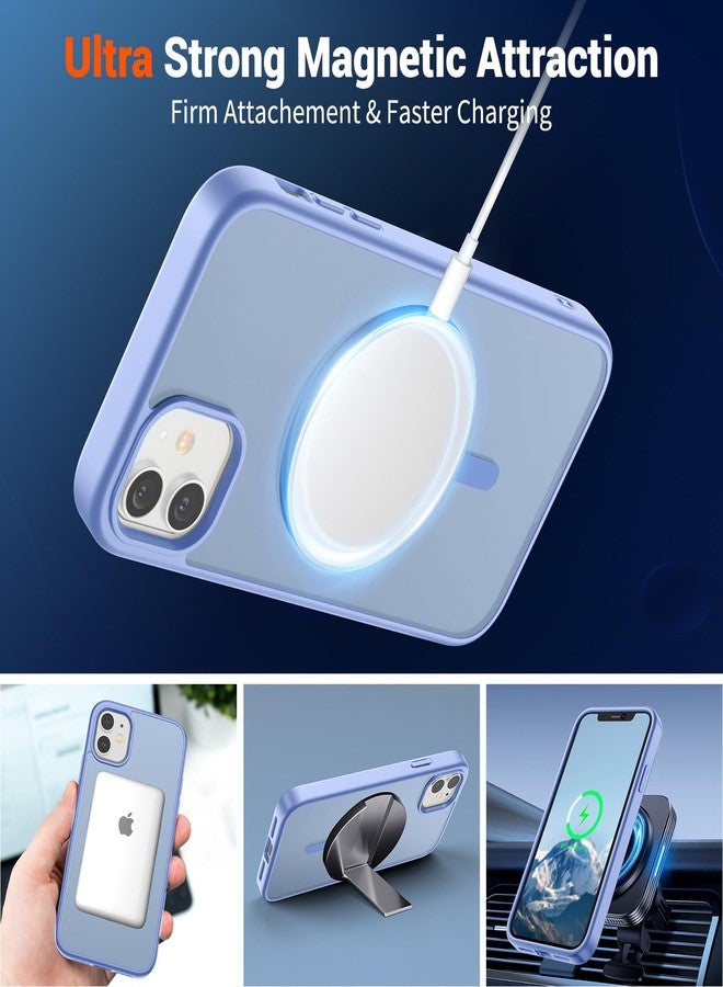 استلق جراب هاتف مغناطيسي من SUPFINE لهاتف iPhone 11 (متوافق مع MagSafe) (حماية من السقوط بمعايير عسكرية) غطاء هاتف شفاف غير لامع مقاوم للصدمات، أزرق بنفسجي - Image 5