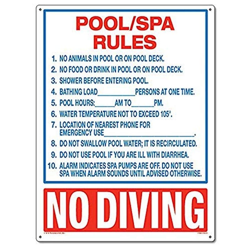 Poolmaster Sign for Residential or Commercial Swimming Pools and Spas, Pool/Spa Rules - Image 5