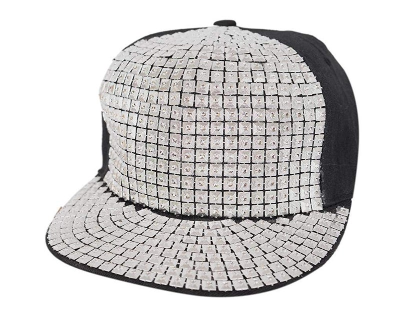 JMP Boy's & Girl's Sequin Punk Hedgehog Rock Hip Hop Adjustable Baseball Cap Sliver - Image 1