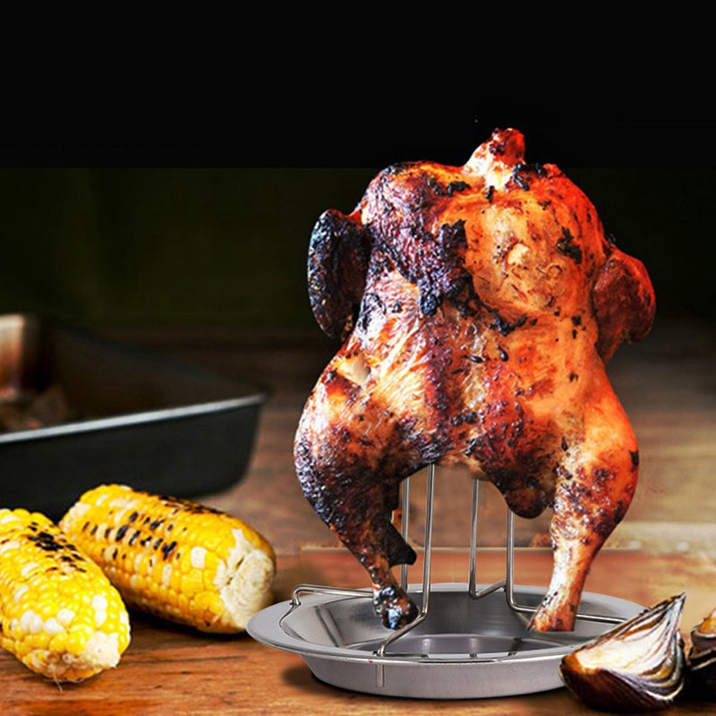 Outdoor Camping Thickened Barbecue Roast Chicken Rack Baking Non-stick Roast Chicken Pan Roaster Rack With Bowl - Image 3