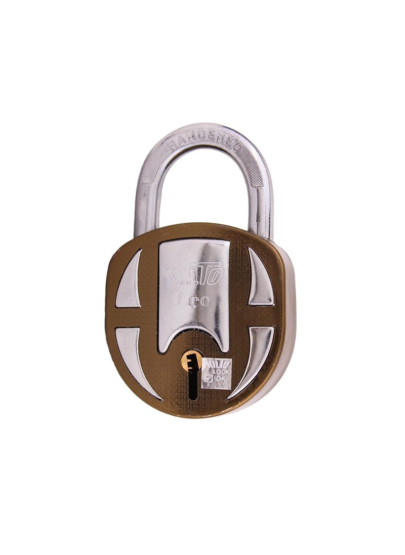 FLYSPACE FLYSPACE Brass Finished Lock Round 68mm with 3 Key 8 Lever Padlock for Door Gate Shutter Finish Brass 3 Keys Multicolor  - Image 3