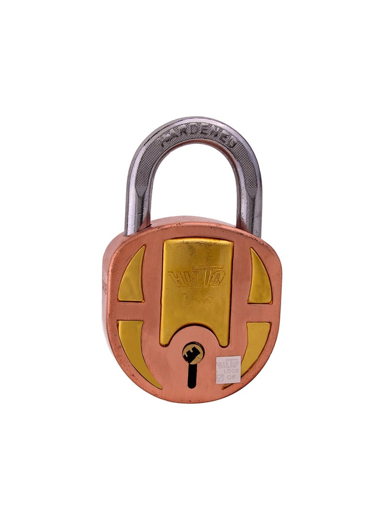 FLYSPACE FLYSPACE Brass Finished Lock Round 68mm with 3 Key 8 Lever Padlock for Door Gate Shutter Finish Brass 3 Keys Multicolor  - Image 4