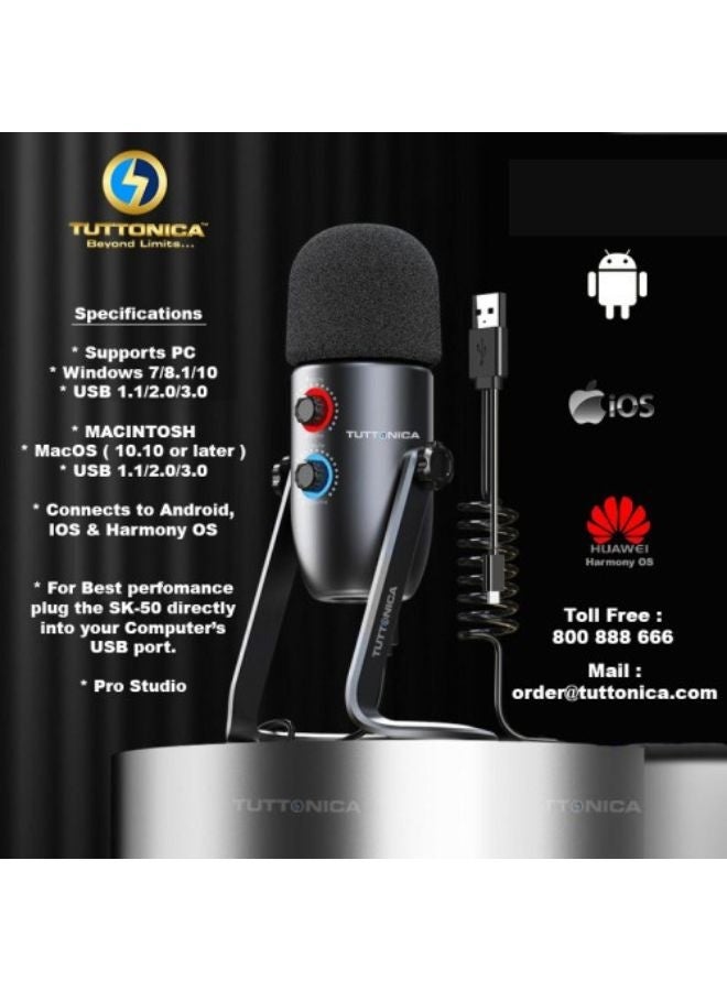 Tuttonica Tutto-sp242 Microphone For Recording |mic for Studio | Streaming | Gaming | Live sreaming | Broadcasing | Studio | Podcasting Compatiable with Pc, Mac, Harmony Os, Ios And Android - Image 2