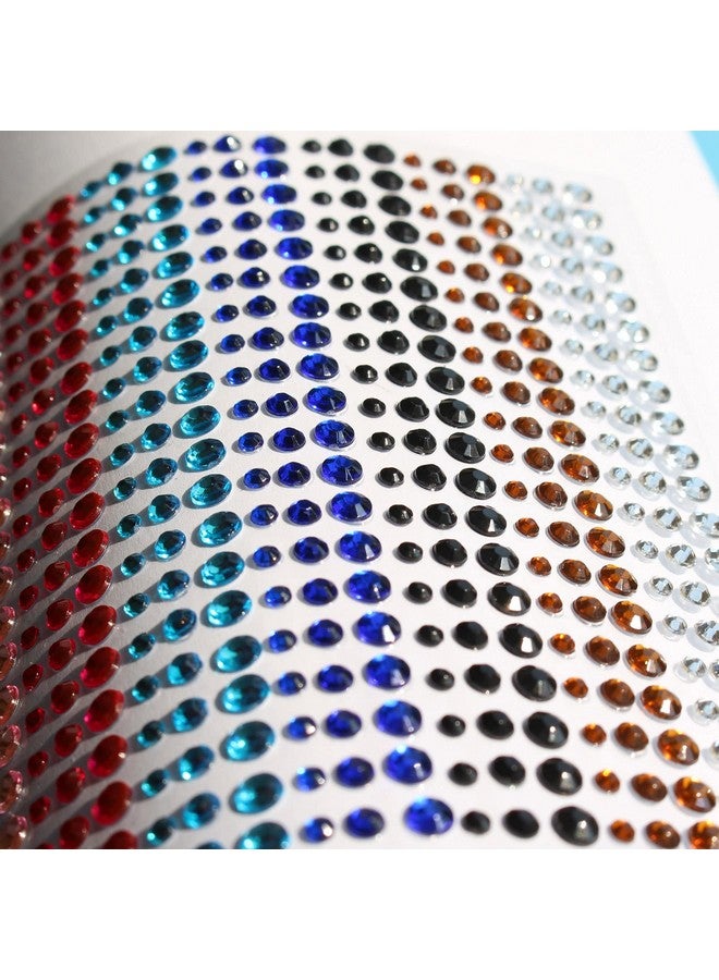 كريتريل 15 لونًا و3 مقاسات من ملصقات حجر الراين الكل في ورقة واحدة 900 قطعة 3 مم 4 مم 5 مم ذاتية اللصق ذاتية اللصق من حجر الراين الملون المزخرف بحجر الراين مناسبة للحرف اليدوية وأظافر الجسم وما إلى ذلك. - Image 2