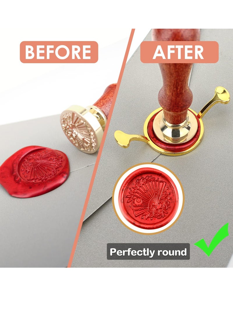 Excefore 3 Pack Metal Wax Seal Molds With Round Flower Heart Shape For 1 Inch Wax Seal Stamp, DIY Craft Adhesive Waxing - Image 3