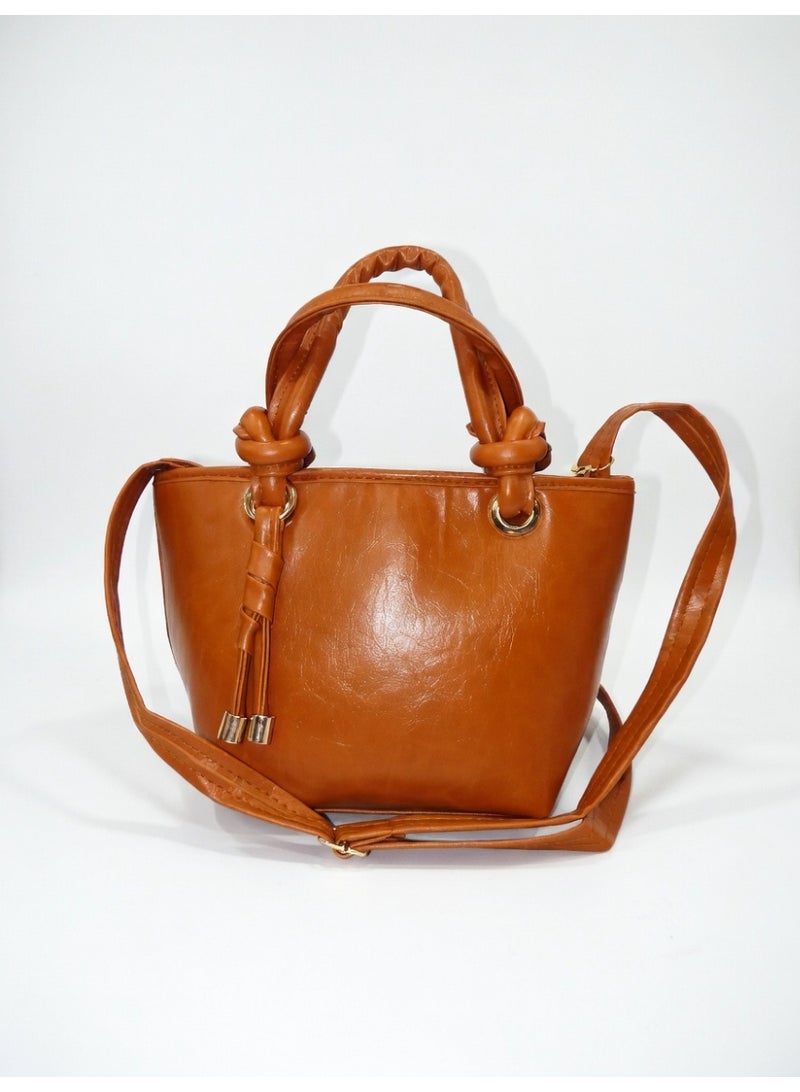 Elegant Knot Handle Shoulder Bag with Tassel & Gold Hardware-Havan - Image 1