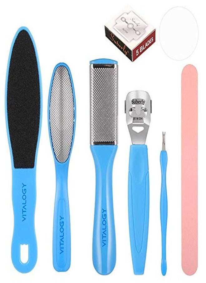 VITALOGY Pedicure Tools For Feet - 8 In 1 Pedicure Kit | Foot Scrubber For Dead Skin, Callus Remover, Foot Scraper, Foot File, Pitchfork, Filer For Nail Repair - 1 Set  - Image 1