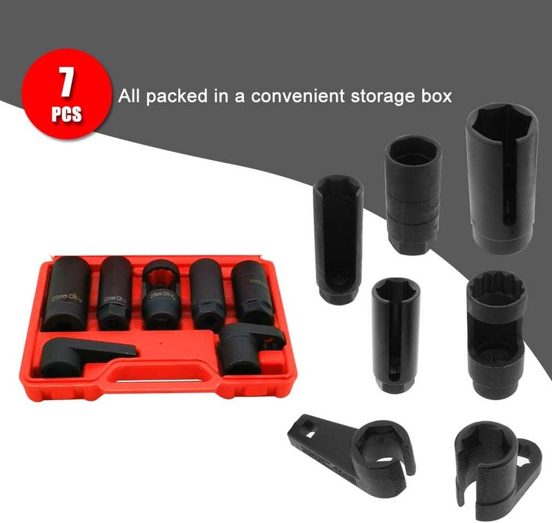 A ABIGAIL 7PCS Oxygen Sensor Socket 22mm (7/8 in), 27mm, 29mm fits All Vehicle O2 Removal and Installation Universal Puller and Removal Tool - Image 2
