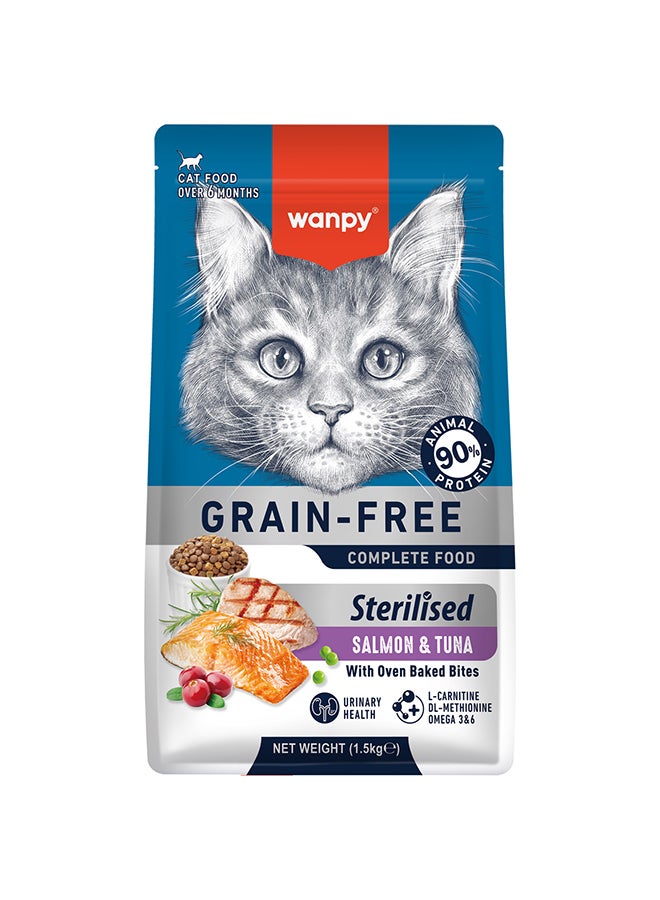 WANPY Grain Free Sterilized Cat Food – Salmon & Tuna Recipe 1.5Kg - Image 1