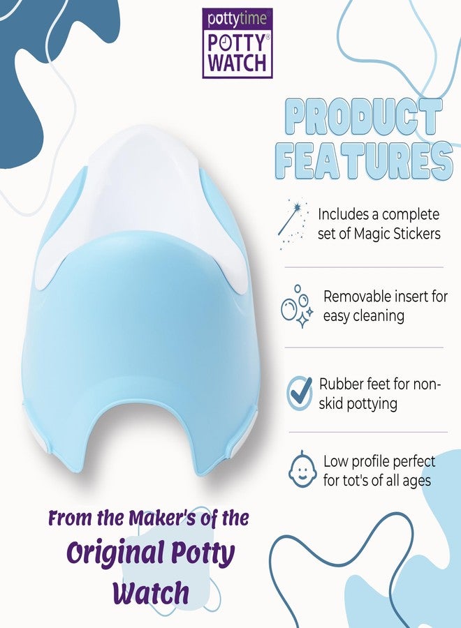 Potty Time New | Potty Training Seat by Potty Watch Inventor - Easy & Fun Toilet with Interactive 6 Reusable Color Changing Magic Stickers - Easy to Peel Stickers for Kids - (Pond, Blue) - Image 2