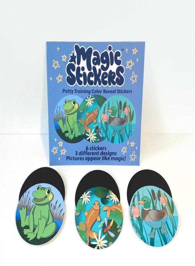 Potty Time New | Potty Training Seat by Potty Watch Inventor - Easy & Fun Toilet with Interactive 6 Reusable Color Changing Magic Stickers - Easy to Peel Stickers for Kids - (Pond, Blue) - Image 5