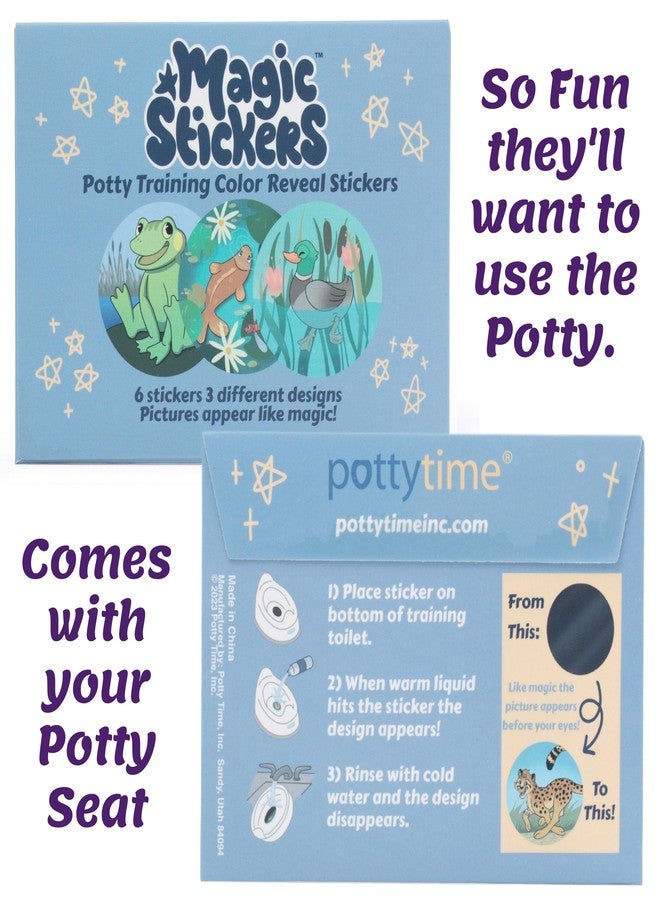 Potty Time New | Potty Training Seat by Potty Watch Inventor - Easy & Fun Toilet with Interactive 6 Reusable Color Changing Magic Stickers - Easy to Peel Stickers for Kids - (Pond, Blue) - Image 3