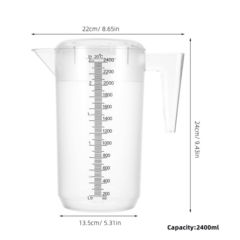 2400ml Frosted Plastic Pitcher With Lid And Scale For Juice Tea And Cold Drinks - Image 3