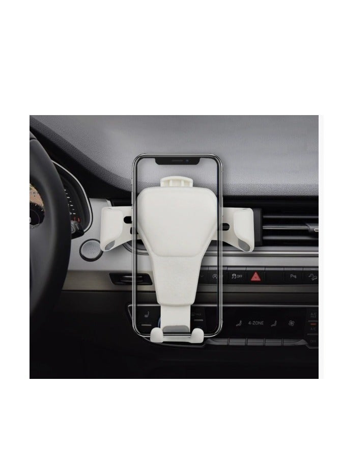 general Car mobile phone holder Car gravity metal support frame Snap-on multi-function air outlet navigation frame, 4-6 inch mobile phones can be used - white - Image 4