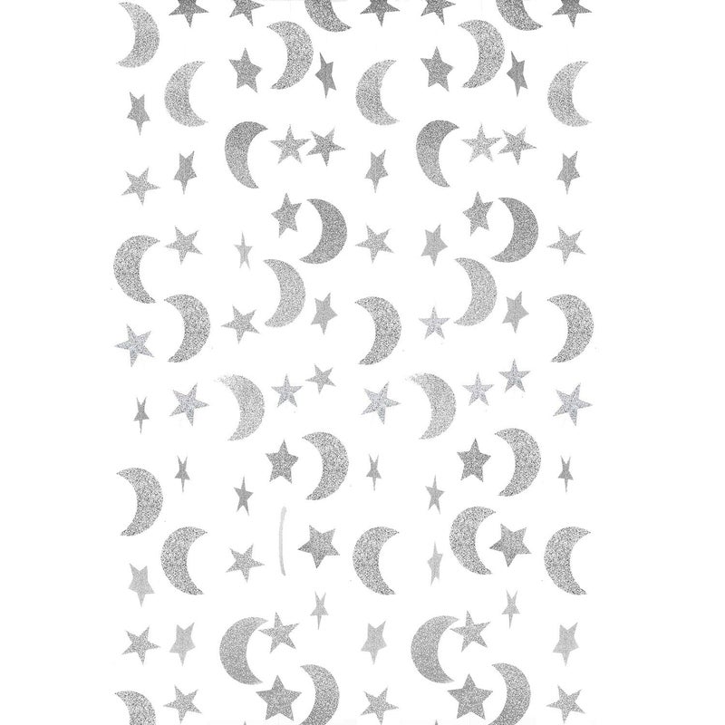 WEVEN Silver Glitter Moon Star Paper Garland Twinkle Star and Moon Banner Hanging Party Decorations for Wedding Thanksgiving Baby Shower Birthday Party 20 Feet in Total