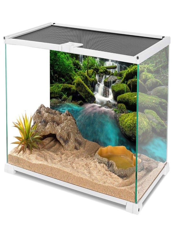 AWERT خلفية حوض زجاجي بتصميم شلال من AWERT، مقاس 48 × 24 بوصة، خلفية حوض زجاجي بتصميم غابة استوائية مطيرة، خلفية حوض زجاجي بتصميم بحيرة جبلية وأشجار خضراء، خلفية موطن للزواحف، خلفية متينة من البوليستر - Image 3
