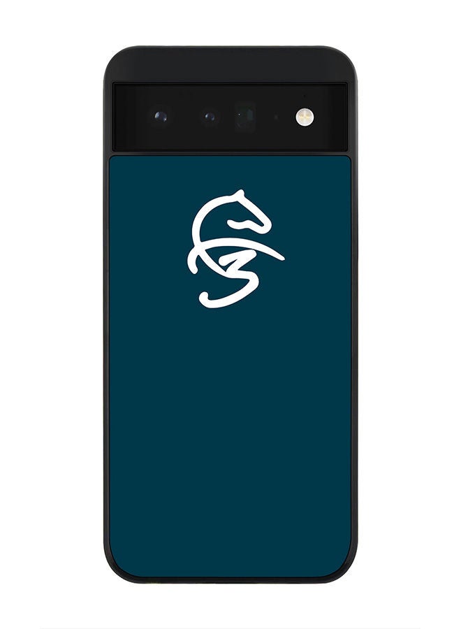 Stylizedd Rugged Black edge case for Google Pixel 6 5G Slim fit Soft Case Flexible Rubber Edges Anti Drop TPU Gel Thin Cover -  Faz3 Icon Blue - Image 1