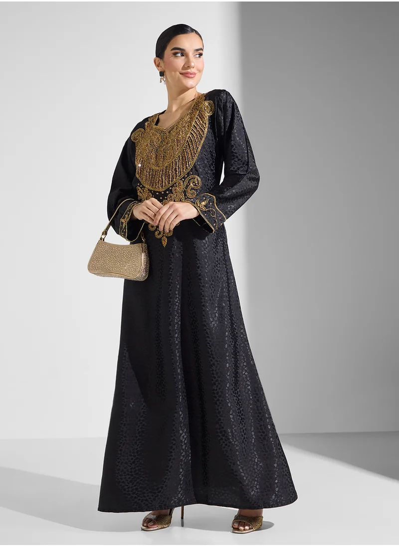 ارابيان كلوزيت Embellished Belted Jalabiya