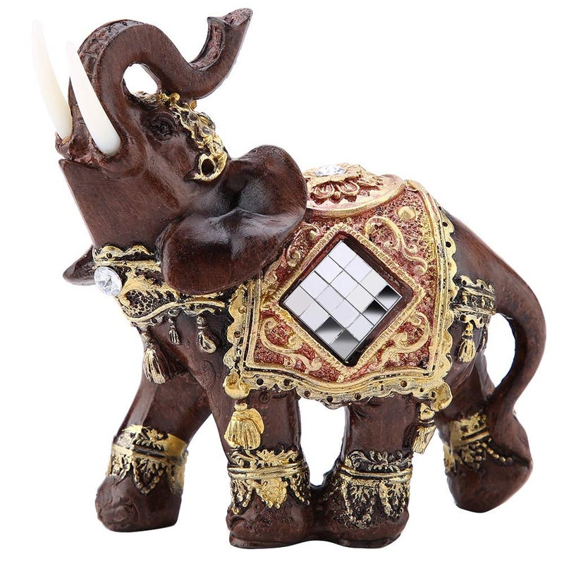 Hilitand Lucky Wealth Elephant Statue Sculpture Feng Shui Wood Grain Figurine Home Desktop Decoration GiftM
