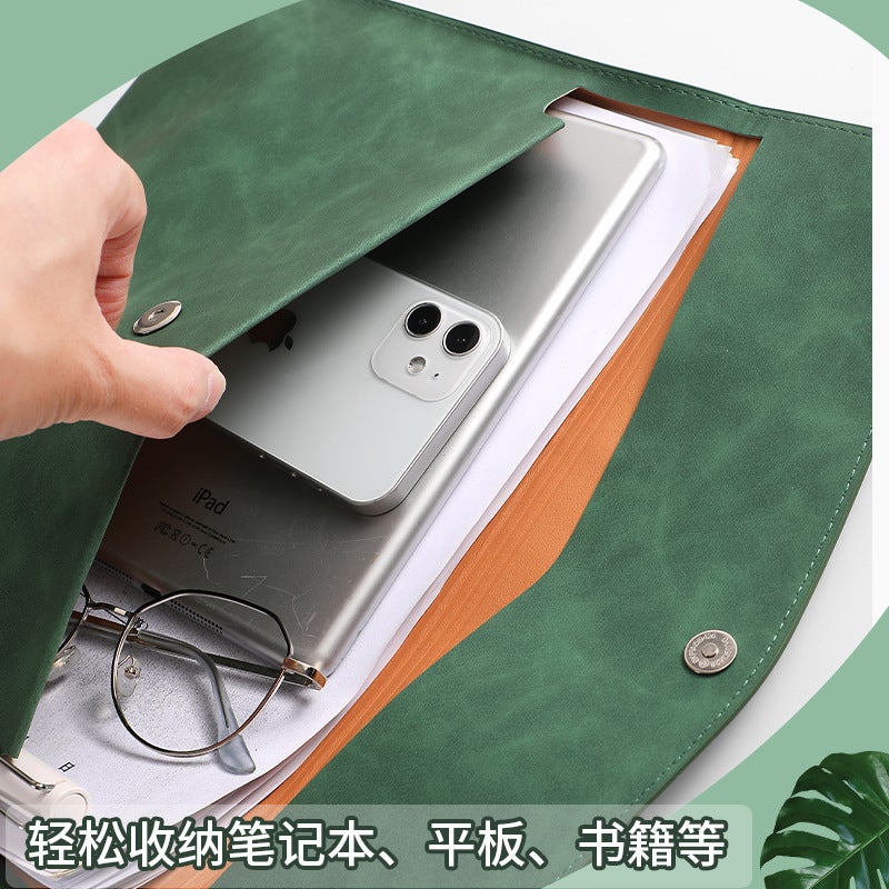 Leather File Bag A4 File Bag Men'S Folder File Bag Thickened Material Snaps Waterproof Business Briefcase - Image 5