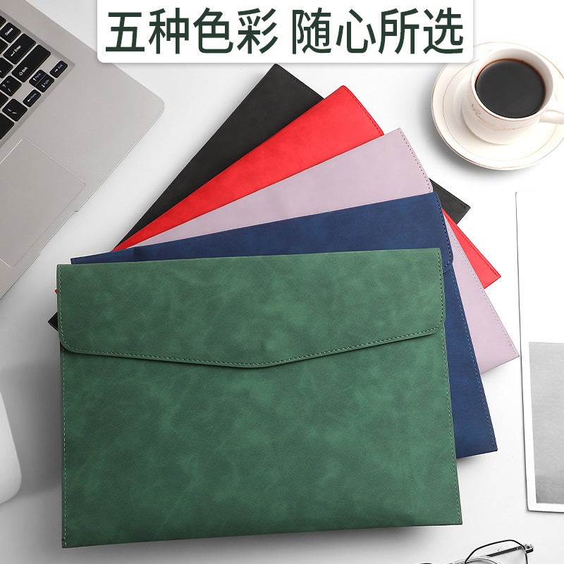 Leather File Bag A4 File Bag Men'S Folder File Bag Thickened Material Snaps Waterproof Business Briefcase - Image 3