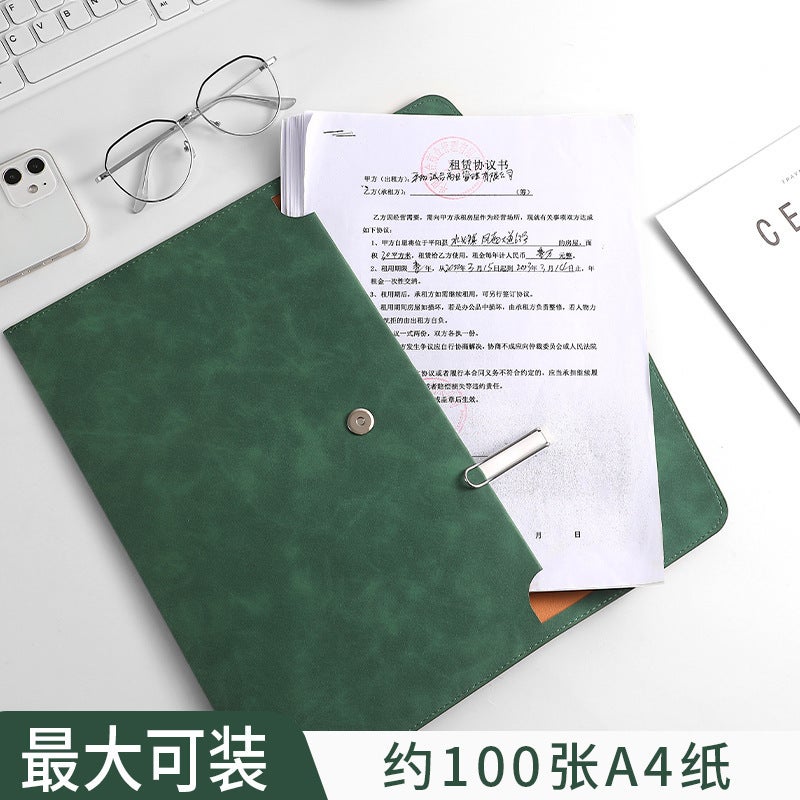 Leather File Bag A4 File Bag Men'S Folder File Bag Thickened Material Snaps Waterproof Business Briefcase - Image 4