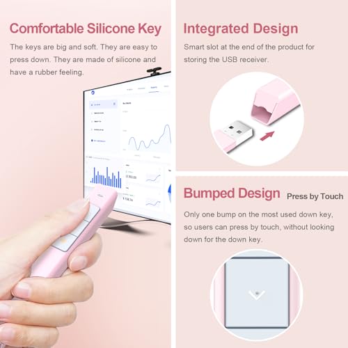 Norwii N26 Wireless Presentation Clicker, Presentation Remote, PowerPoint Clicker with Pointer for PowerPoint Presentations, Power Point Clicker Wireless Presenter Remote - Pink - Image 5