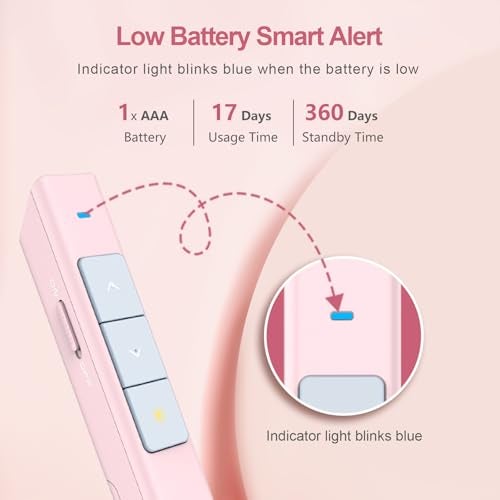 Norwii N26 Wireless Presentation Clicker, Presentation Remote, PowerPoint Clicker with Pointer for PowerPoint Presentations, Power Point Clicker Wireless Presenter Remote - Pink - Image 4