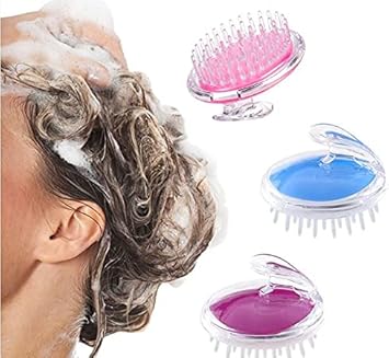 N1 3x Hair Brush Scalp Massager Shampoo Brush Dandruff Brush for Scalp Care Deep Hair Cleaning Soft Silicone Shower Comb Blue Pink and Purple - Image 1