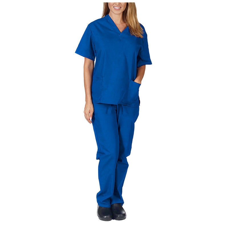 New Style Solid Color Pocket V-Neck Nursing Work Uniform Nurse Clothes Two-Piece Set Suit Women - Image 4