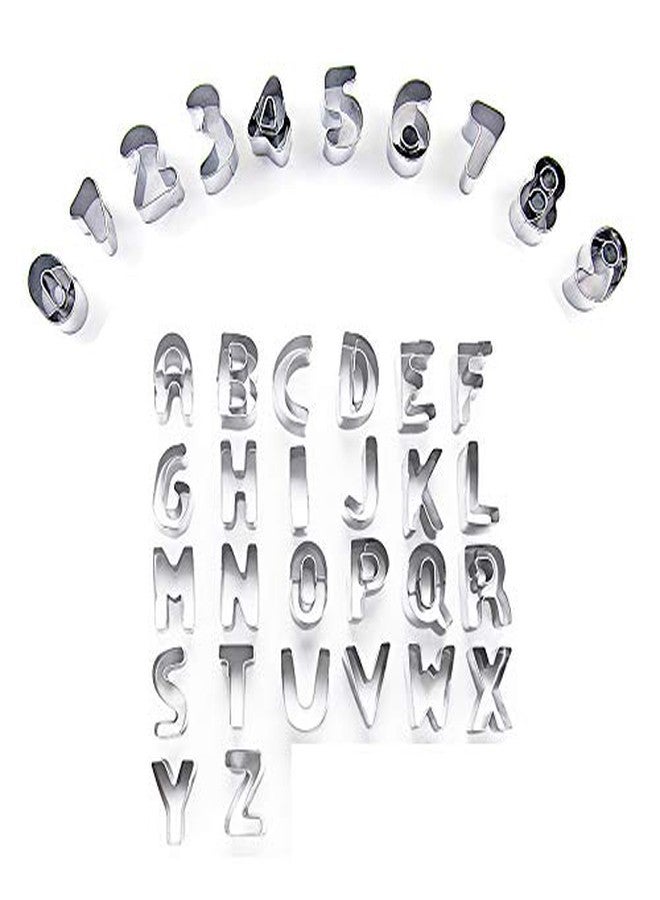 HomeImpel 36 Pieces Mini Alphabet and Number Cookie Cutters Sets, Stainless Steel Mold Tools for Fondant Biscuit, Cake, Fruit, Vegetables, or Dough - Image 1