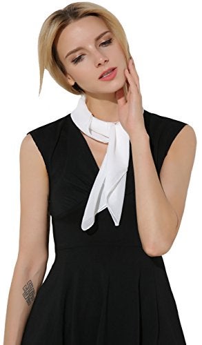 Fairycece White Neck Scarf Hair Women Amelia Earhart Costume Flight Attendant - Image 2
