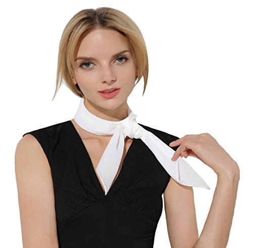 Fairycece White Neck Scarf Hair Women Amelia Earhart Costume Flight Attendant - Image 3
