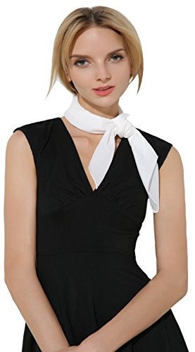 Fairycece White Neck Scarf Hair Women Amelia Earhart Costume Flight Attendant - Image 4