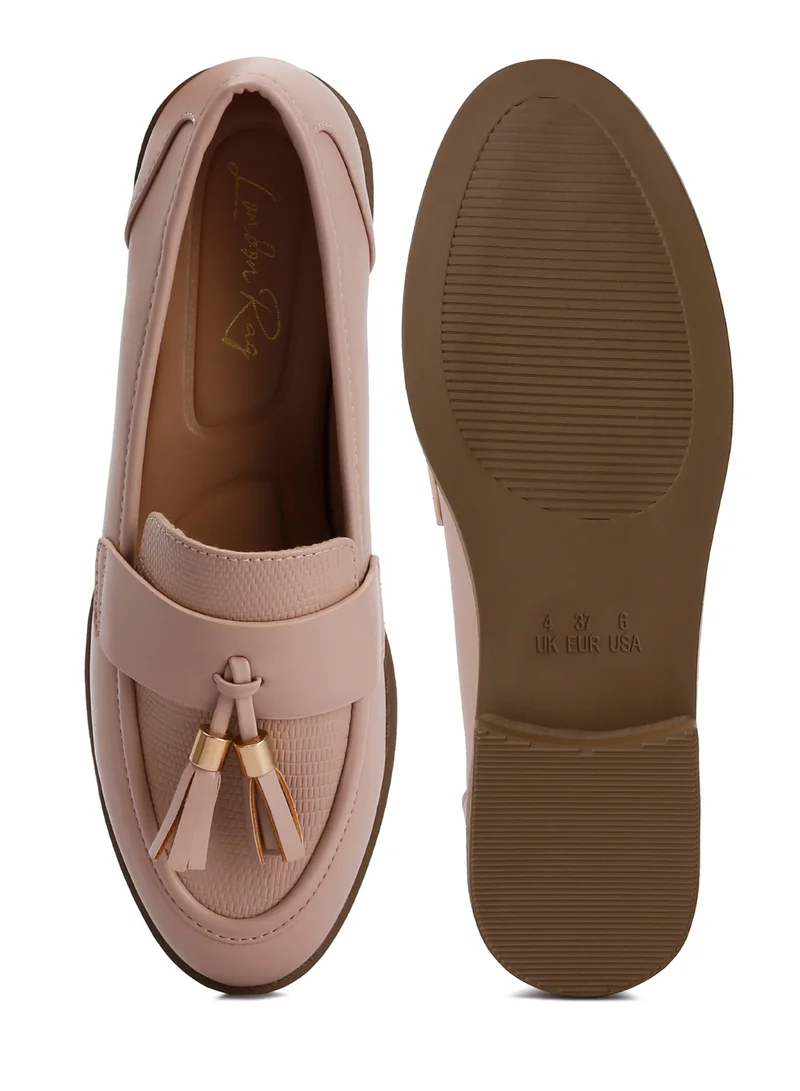London Rag Tassels Detail Loafers in Natural