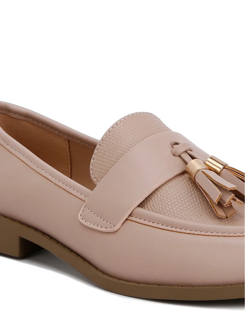 London Rag Tassels Detail Loafers in Natural