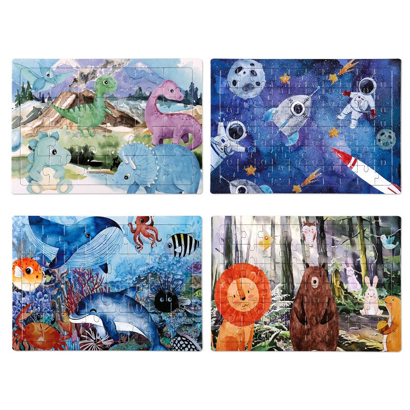 POPGIFTU 4 in 1 Increasing Difficulty Kid Puzzle for Kids, Ages 3-8, 24-60-Piece, Puzzles for Children Learning Educational Puzzle Toys for Boys and Girls Set for Kids(4 Puzzles) - Image 1