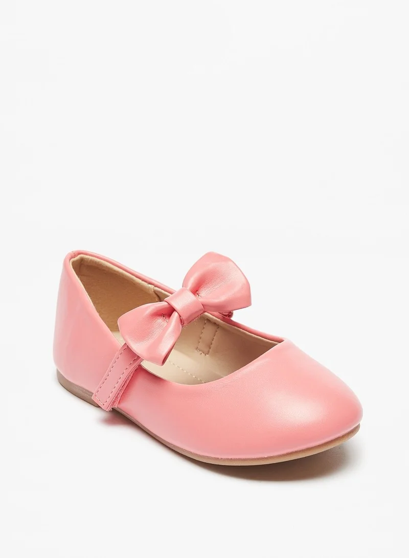 Flora Bella Bow Accented Mary Jane Shoes with Hook and Loop Closure