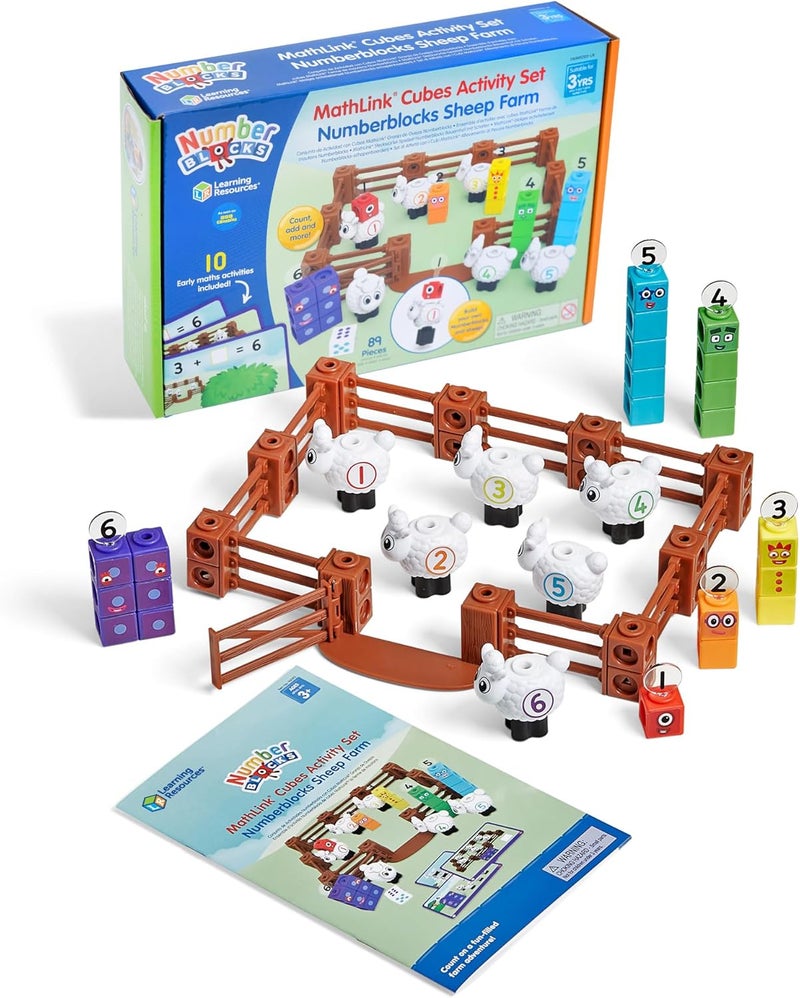 ليرننج ريسورسز Learning Resources HM96093-UK MathLink Dice Set Numberblocks Sheep العمر 3 4 5 6 CBeebies لعبة أرقام مزرعة EYFS 10 أنشطة رياضية متضمنة متعدد - Image 1