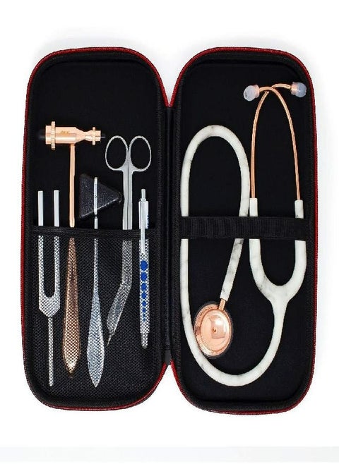 MDF Instruments, Hard Travel Carrying Case with Mesh Pocket, Medium Size, Fits MD One & Acoustica Stethoscopes, Reflex Hammers, Sphygmomanometers, Penlights, Doctor & Nurse Accessories (MDFSCM12)