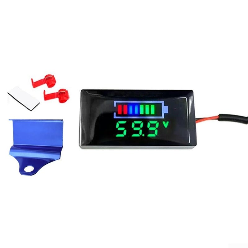 Mini LED Digital Voltmeter Panel DC 12V 150V Voltage Monitor Alarm Bracket Blue Green - Image 1