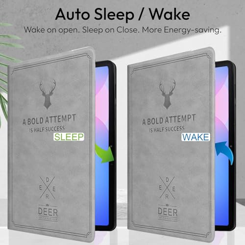Robustrion Cover for Samsung Galaxy Tab S10 Lite 10.9" / Tab S9 FE / S10 FE/Tab S9 11" with [S Pen Holder] Deer Flip Case for Samsung Tab S10 FE /S9 FE/ S10 Lite Tablet Cover [Auto Sleep Wake] - Grey - Image 3