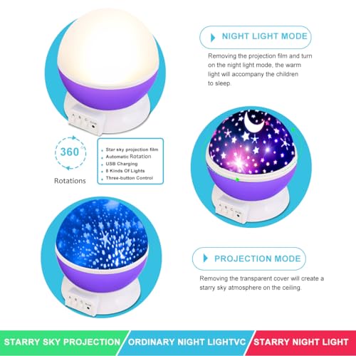 MOKOQI Star Projector Night Lights for Kids, Birthday Gifts for 1-4-6-14 Year Old Girl and Boy, Projection Lamp for Kids Bedroom, Glow in The Dark Stars and Moon for Child Asleep Peacefully- Purple - Image 3